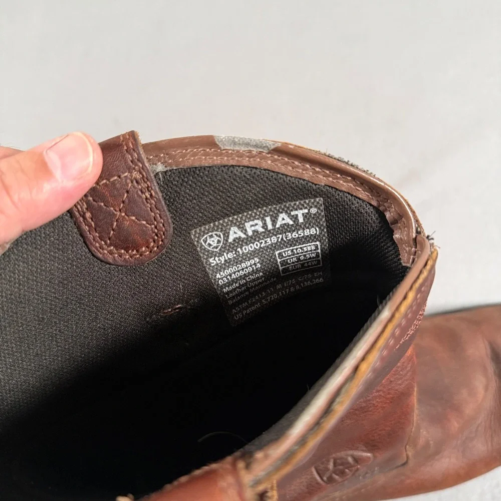Ariat Groundbreaker Mens Brown Leather Waterproof Steel Toe Work Boots 10.5EE